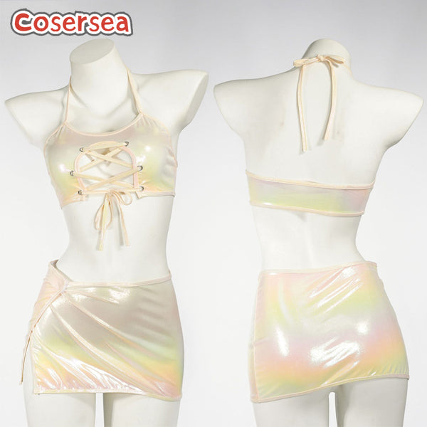 Sexy Hollow Lingerie Laser Wrapped Buttocks Skirt Maid Pajamas Nightgown
