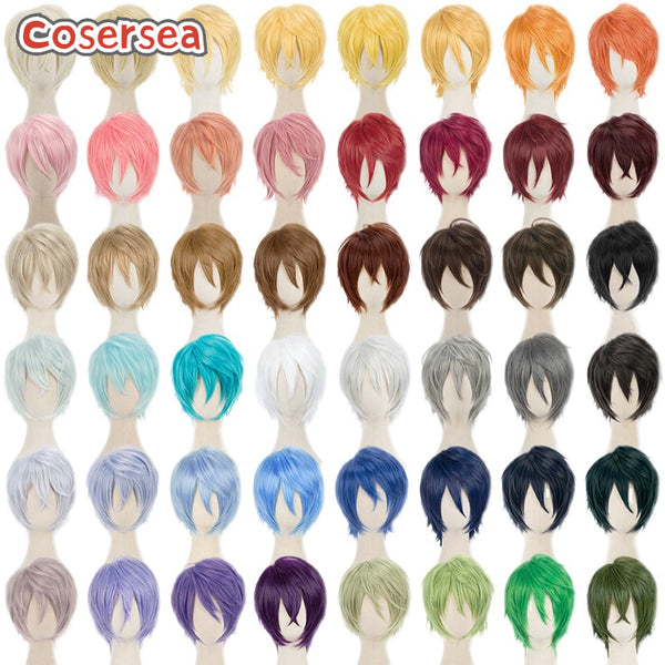 Over 100 Colors 32cm Short Straight Anime Men Cosplay Wigs