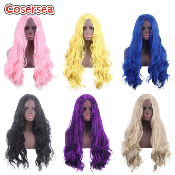 80cm Curly Cosplay Wigs Long Pure Color Lolita Wavy Fashion Wigs