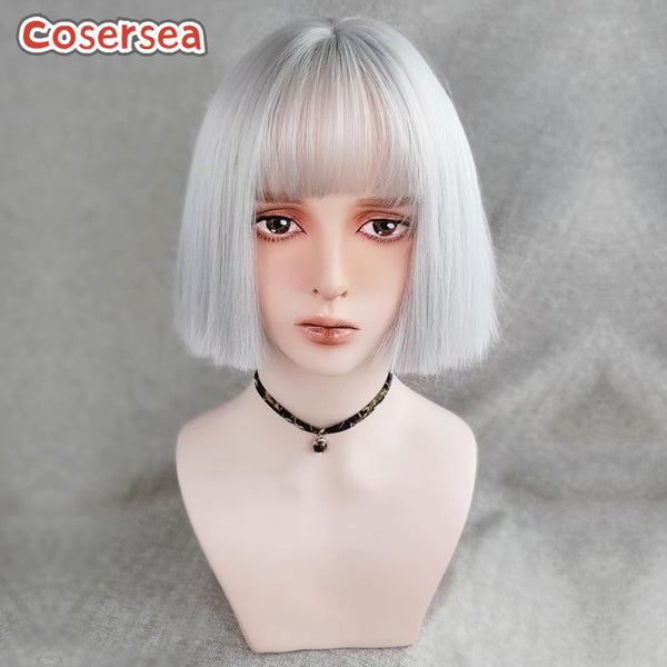 30cm Short Straight Silver Gray Bobo Lolita Wigs
