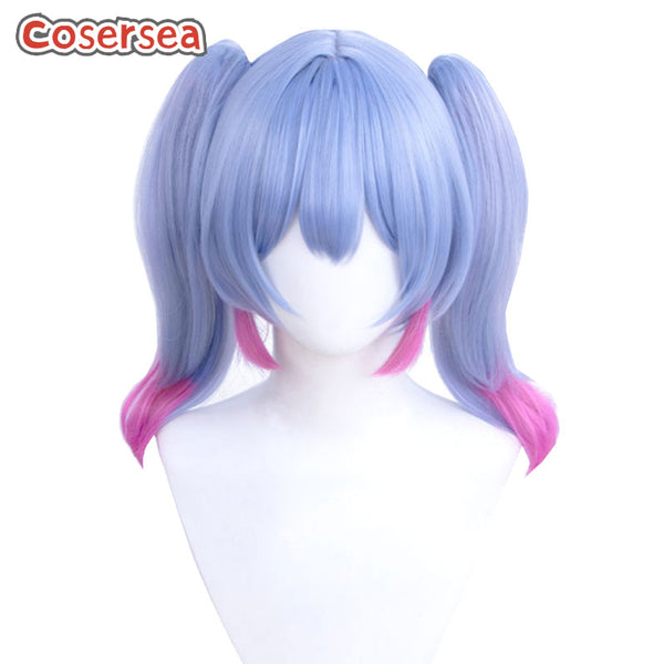 35cm Blue Mixed Pink Ponytail Cosplay Wigs
