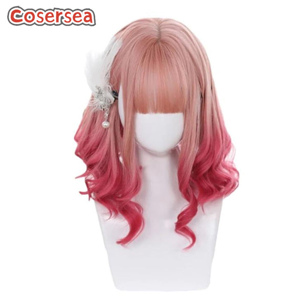 35cm Medium Long Loose Wavy Pink Gradient Lolita Wigs