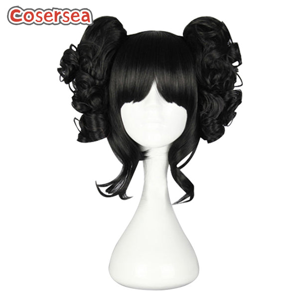 35cm Short Wavy Black Ponytail Cosplay Wigs