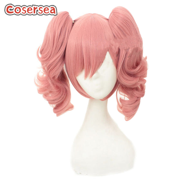 35cm Wavy Dark Pink Ponytail Wigs Anime Synthetic Hair