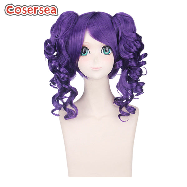40cm Wavy Purple Ponytail Wigs Fashion Anime Synthetic Hair