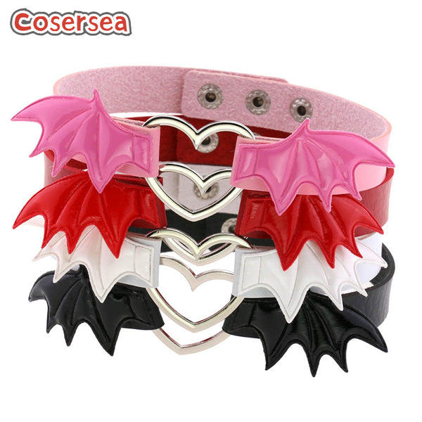 4 Colors Bat Wing Heart-shaped Collar Necklace Personalized Neckband Collarbone Choker
