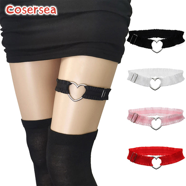 4 Colors Fashionable Simple Elastic Lace Leg Strap Heart-shaped Thigh Rings Garter Straps