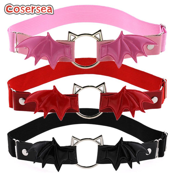 4 Colors Hollow Out Cat Head Personalized Bat Wing PU Leather Elasticity Thigh Foot Ring Belt