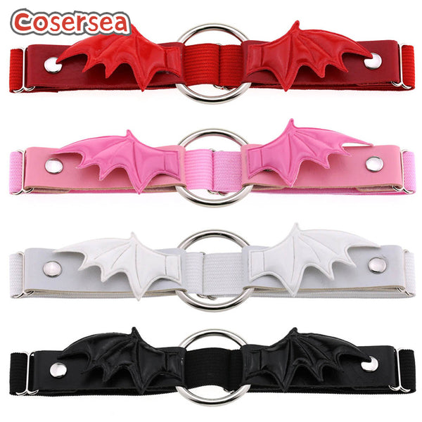4 Colors Hollow Out Circular O-ring Garter Personalized Creativity Bat Wing PU Leather Thigh Belt
