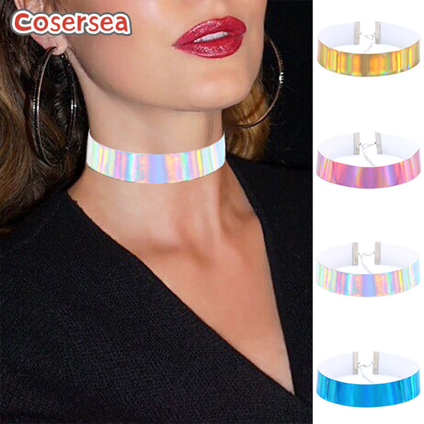 4 Colors Japanese Korean Girl Fashion Laser Leather Luminous Collar Necklace