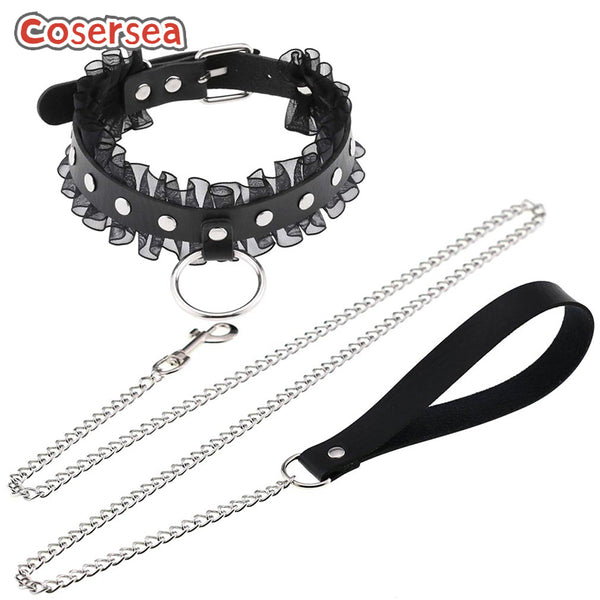 4 Colors Punk Harajuku Lace Ring Necklace Neck Chain Traction Strap Sexy Rope Collar Choker