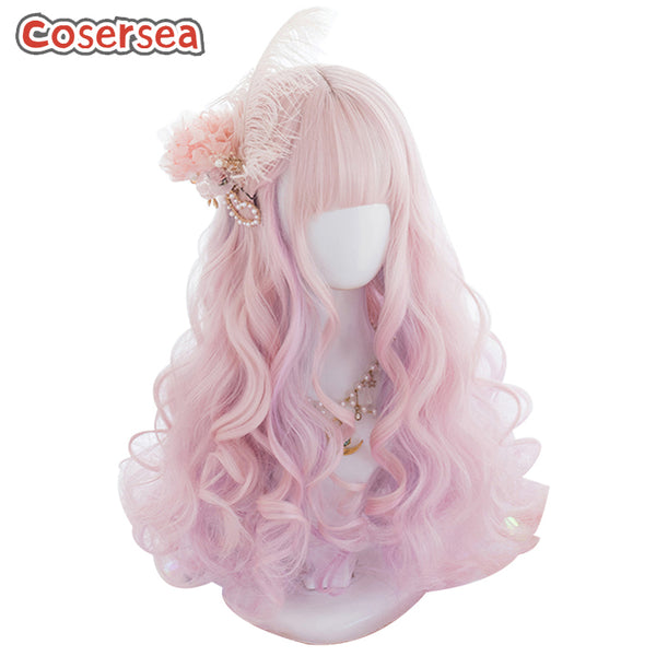50cm Long Loose Wavy Pink Mixed Purple Lolita Wigs