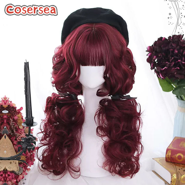 65cm Fashion Long Loose Wavy Wine Red Lolita Wigs