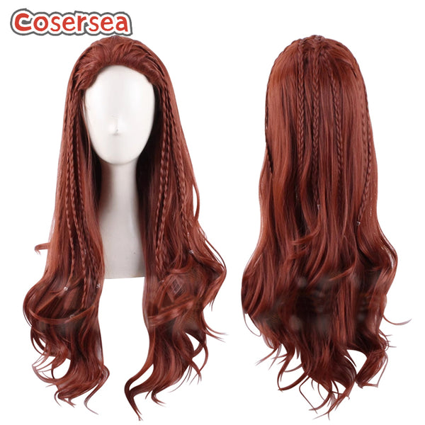 75cm Women Long Wavy Red Brown Braided Cosplay Wigs