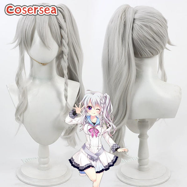 9-nine Nimi Sora 70cm Silver Gray Ponytail Cosplay Wigs