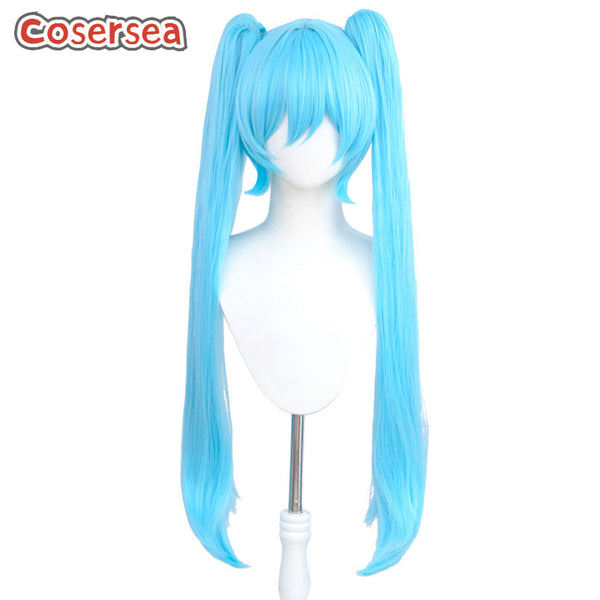 90cm Long Straight Light Blue Ponytail Cosplay Wigs