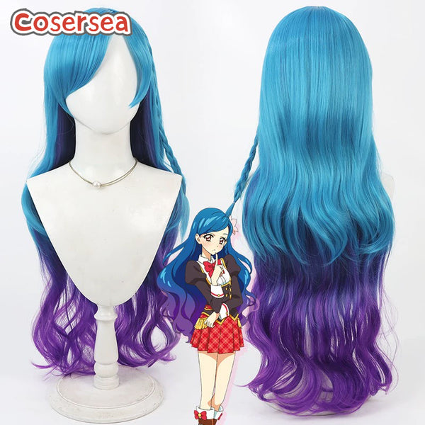 Aikatsu！Kazesawa Sora 80cm Blue Mixed Purple Cosplay Wigs