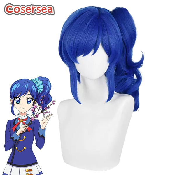 Aikatsu！Kiriya Aoi 37cm Wavy Blue Ponytail Cosplay Wigs