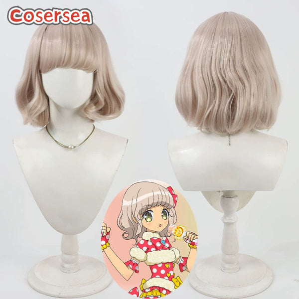 Cosersea Anime PriPara Taiyou Peppa 30cm Shot Pink Brown Bobo Cosplay Wigs