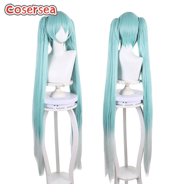 16th Anniversary 120cm Long Green Mixed Grey Ponytail Cosplay Wigs