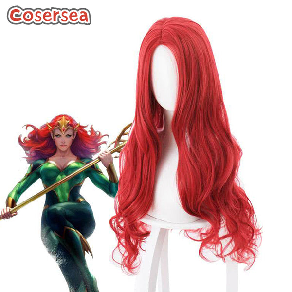 Aquaman Mera 85cm Curly Red Cosplay Wigs