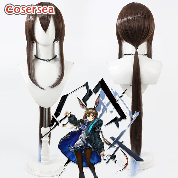 Arknight Amiya 120cm Brown Mixed Light Blue Cosplay Wigs