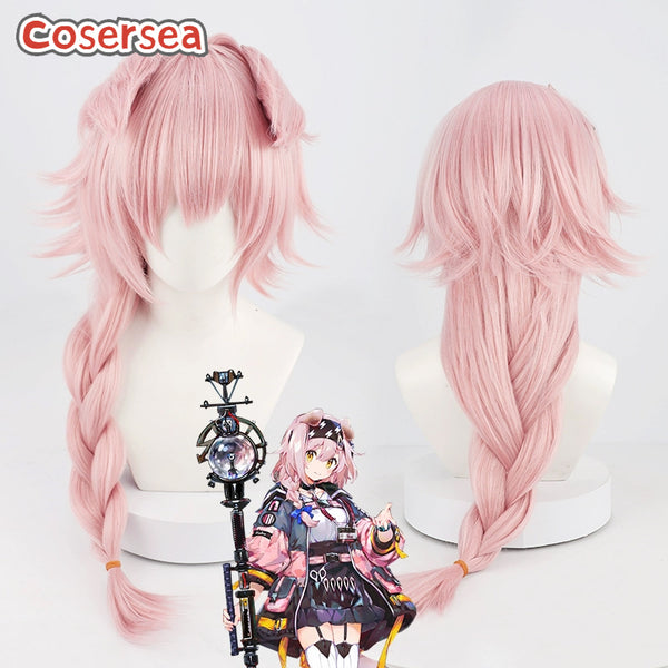 Arknight Goldenglow 80cm Long Pink Braided Cosplay Wigs