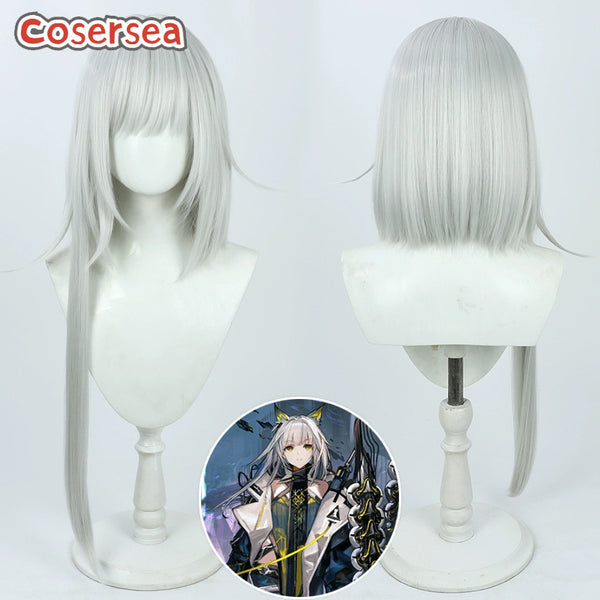 Arknight Remnant Kal'tsit 75cm Silver White Cosplay Wigs