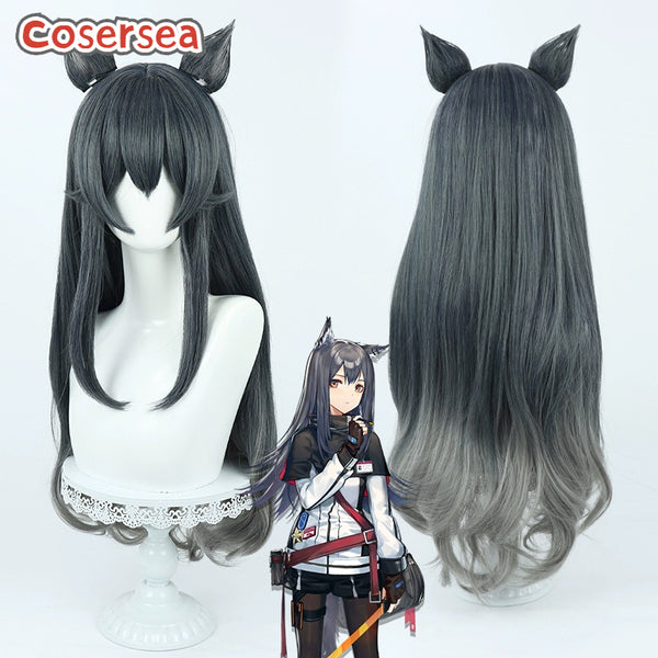 Arknight Texas 75cm Black Mixed Gray Cosplay Wigs