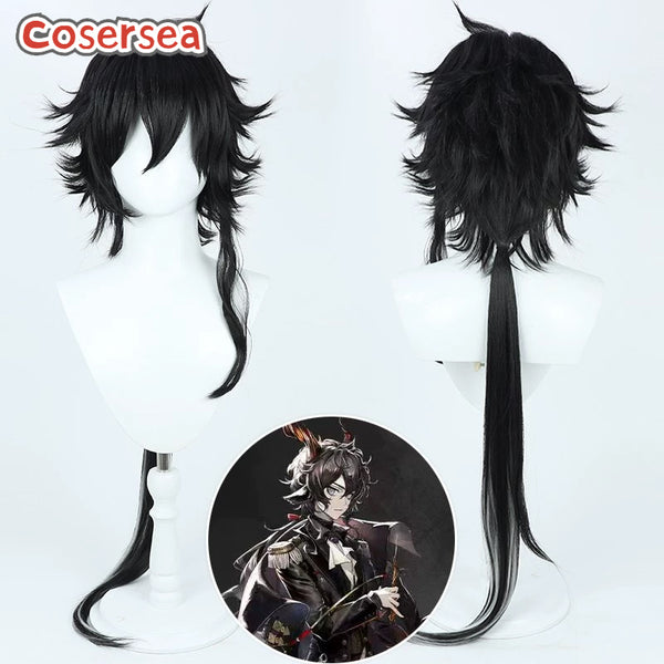 Arknights Ebenholz 110cm Black Mixed White Cosplay Wigs