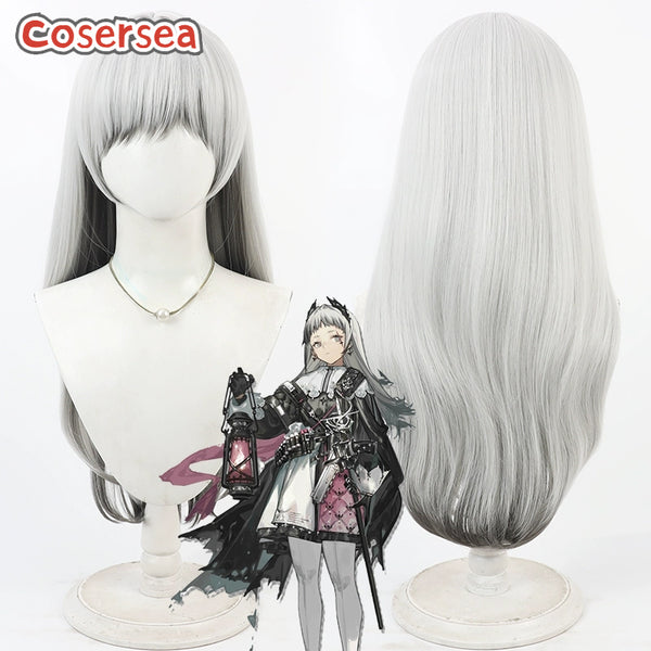 Arknights Irene 60cm Silver White Mixed Black Cosplay Wigs