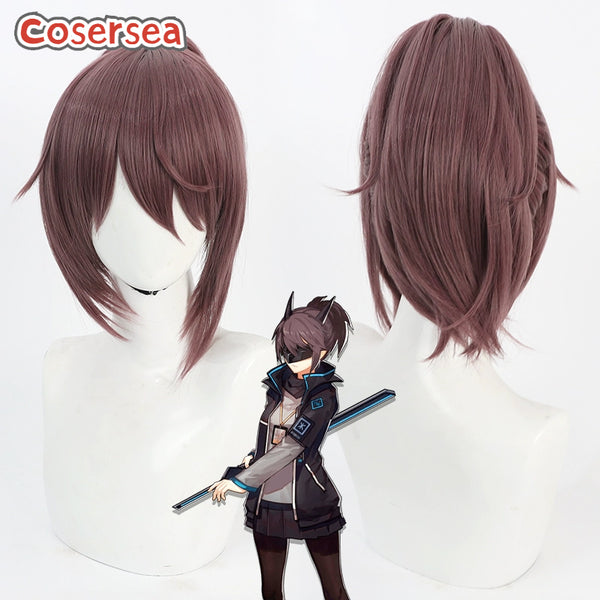 Arknights Yato 30cm Brown Purple Ponytail Cosplay Wigs