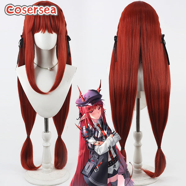 Cosersea Arknights Vigna 100cm Long Straight Dark Red Cosplay Wigs