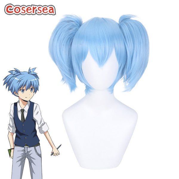 Assassination Classroom Shiota Nagisa Blue Ponytail Wigs