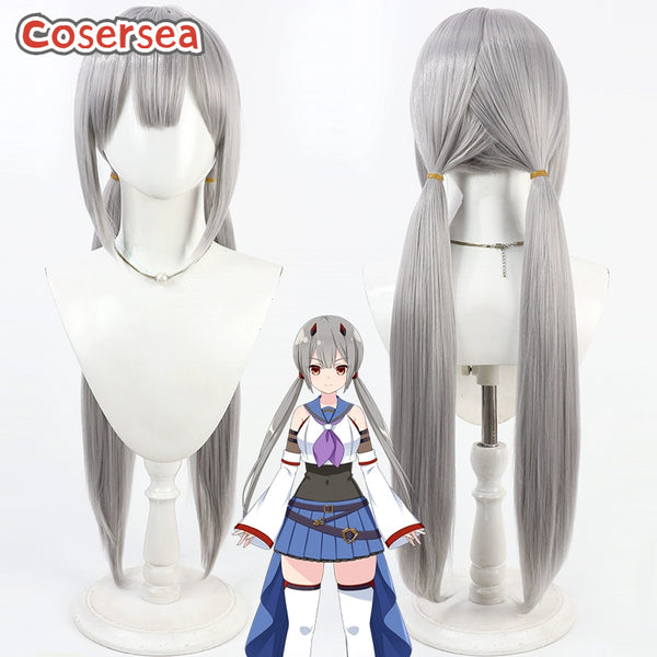 Cosersea Assault Lily Last Bullet Fujita Asagao 90cm Silver Gray Cosplay Wigs