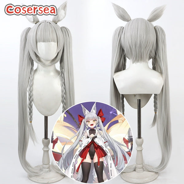Azur Lane Asanagi 100cm Silver Gray Ponytail Cosplay Wigs