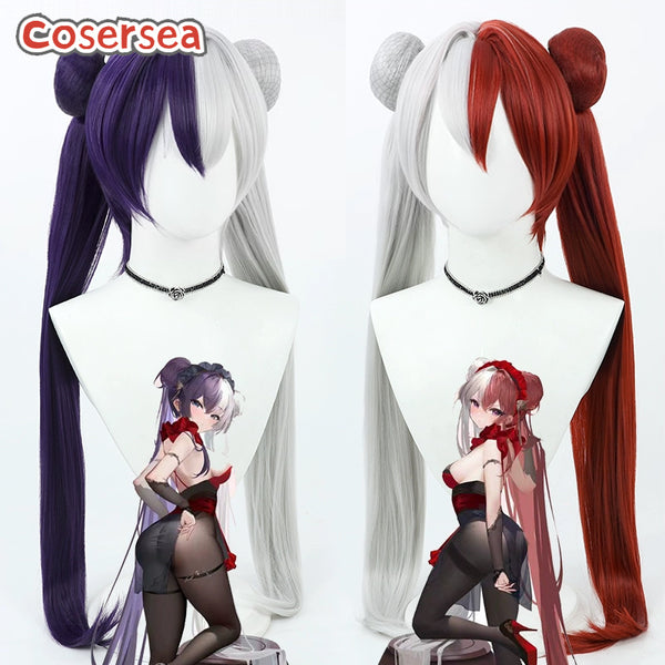 Azur Lane Chao Ho 80cm Silver White And Red Ponytail Cosplay Wigs