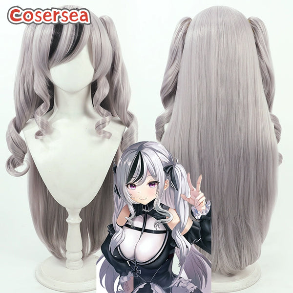 Azur Lane Elbe 90cm Gray Mixed Black Ponytail Cosplay Wigs