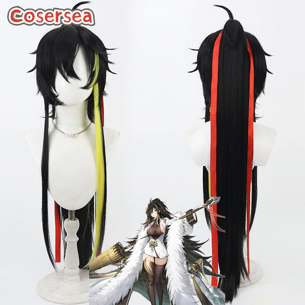 Azur Lane Harbin 100cm Black Mixed Yellow Ponytail Cosplay Wigs