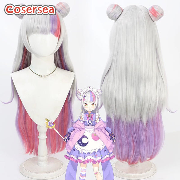 Azur Lane Murasaki Shion 80cm Mixed Color Cosplay Wigs With Buns