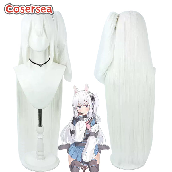 Azur Lane Tsukiyuki Miyako 80cm White Ponytail Cosplay Wigs