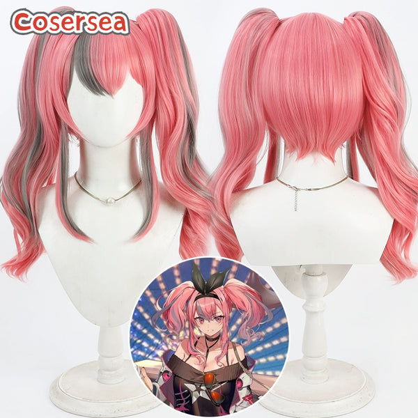 Azur Lane Bremerton 45cm Pink Mixed Green Ponytail Cosplay Wigs