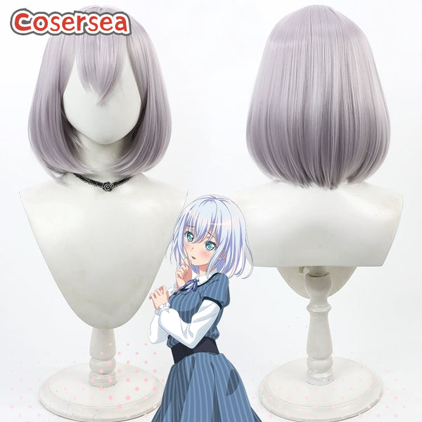 BanG Dream! Kurata Mashiro 35cm Silver Gray Bobo Cosplay Wigs