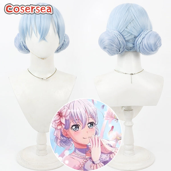 BanG Dream! Kurata Mashiro Light Blue Cosplay Wigs With Buns