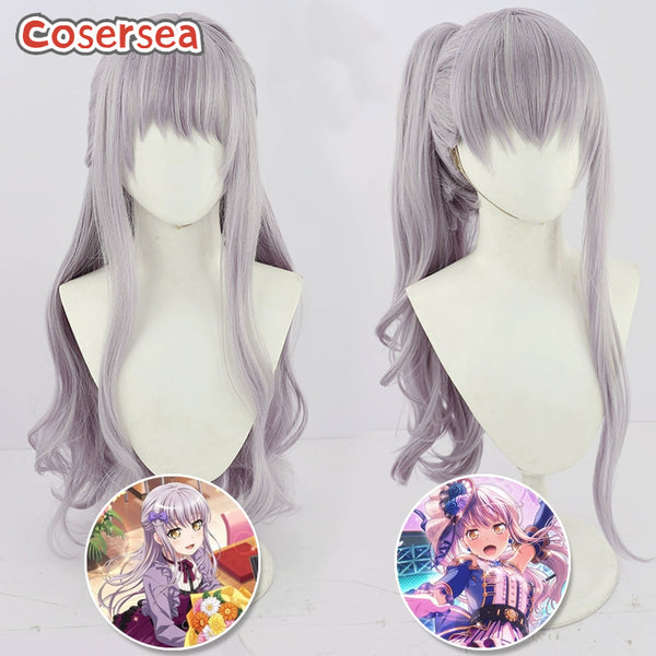 BanG Dream! Minato Yukina 80cm Gray Purple Cosplay Wigs