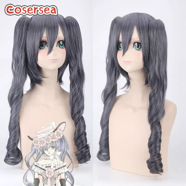Black Butler Ciel Phantomhive 80cm Mixed Gray Ponytail Wigs