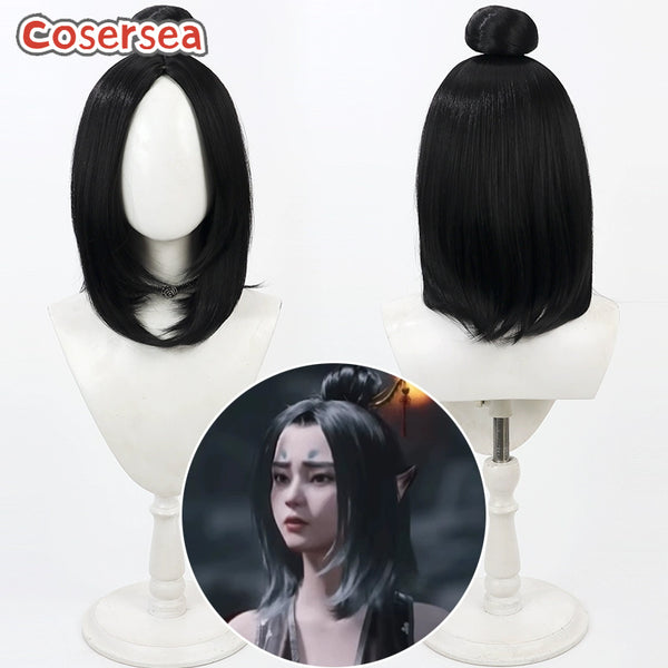 Black Myth: Wukong Fox Pingping 48cm Black Cosplay Wigs With Buns