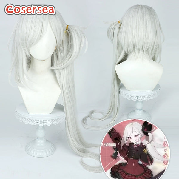 Blue Archive Asagi Mutsuki 95cm Silver White Cosplay Wigs