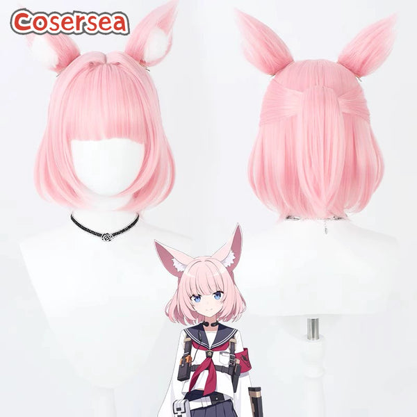 Blue Archive FOX Platoon Niko 30cm Short Pink Cosplay Wigs