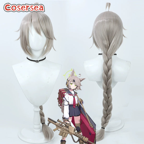 Blue Archive FOX Platoon Otogi 100cm Gray Braided Cosplay Wigs